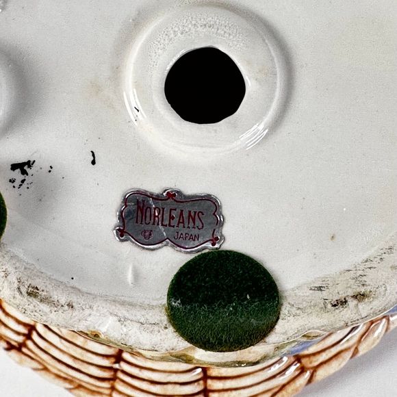 Norleans Ceramic Woven Miniature Bird Bath Basket with Blue Bird Made in Japan - Picture 7 of 10